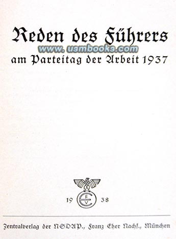 1937 Nazi Party Day speeches Adolf Hitler