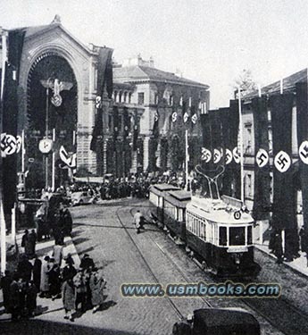 Nazi swastika banners Nordwest Bahnhof Wien