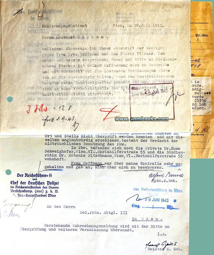 1943 Nazi police file, Baldur von Schirach, Erna Hoffmann, Heinrich Hoffmann, RFSS