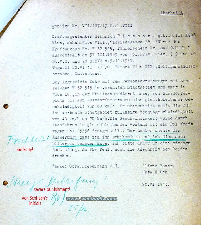 Baldur von Schirach annotations in green