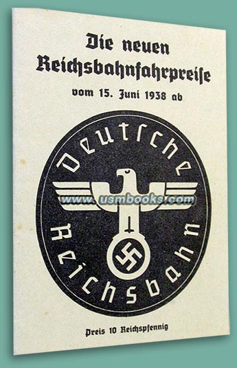 Deutsche Reichsbahn price list 1938