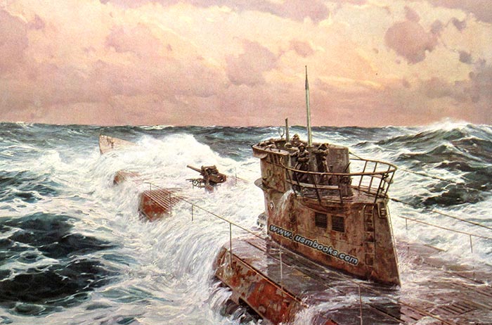 Claus Bergen painting of a Nazi submarine