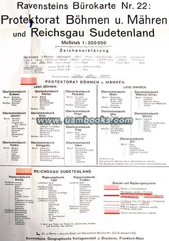 nazi map Protectorate of Bohemia and Moravia and Sudetenland, 1941