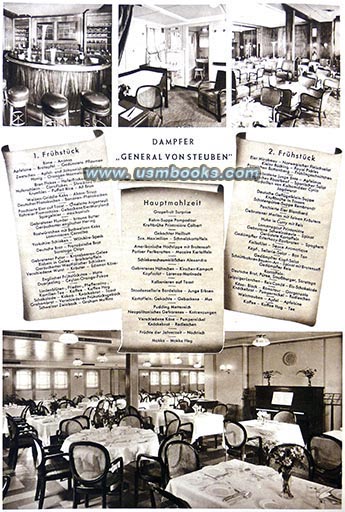 NDL cruise ship General von Steuben 1937 menu