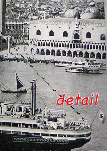 Norddeutscher Lloyd cruise ship General von Steuben in the harbor of Venice flying a swastika flag