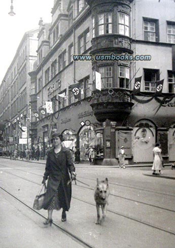 Nazi swastika and Olympic flags in Berlin 1936