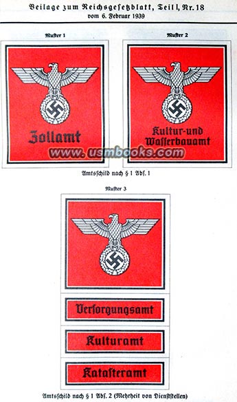 Nazi enamel signs with eagle and swastika