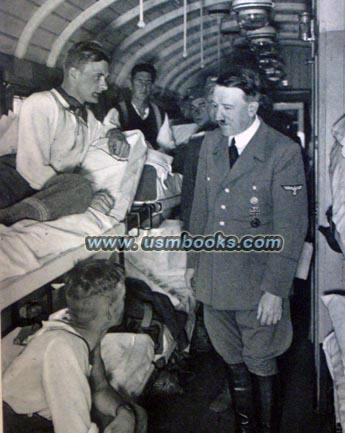 Adolf Hitler visiting wounded soldiers on a Wehrmacht hospital train